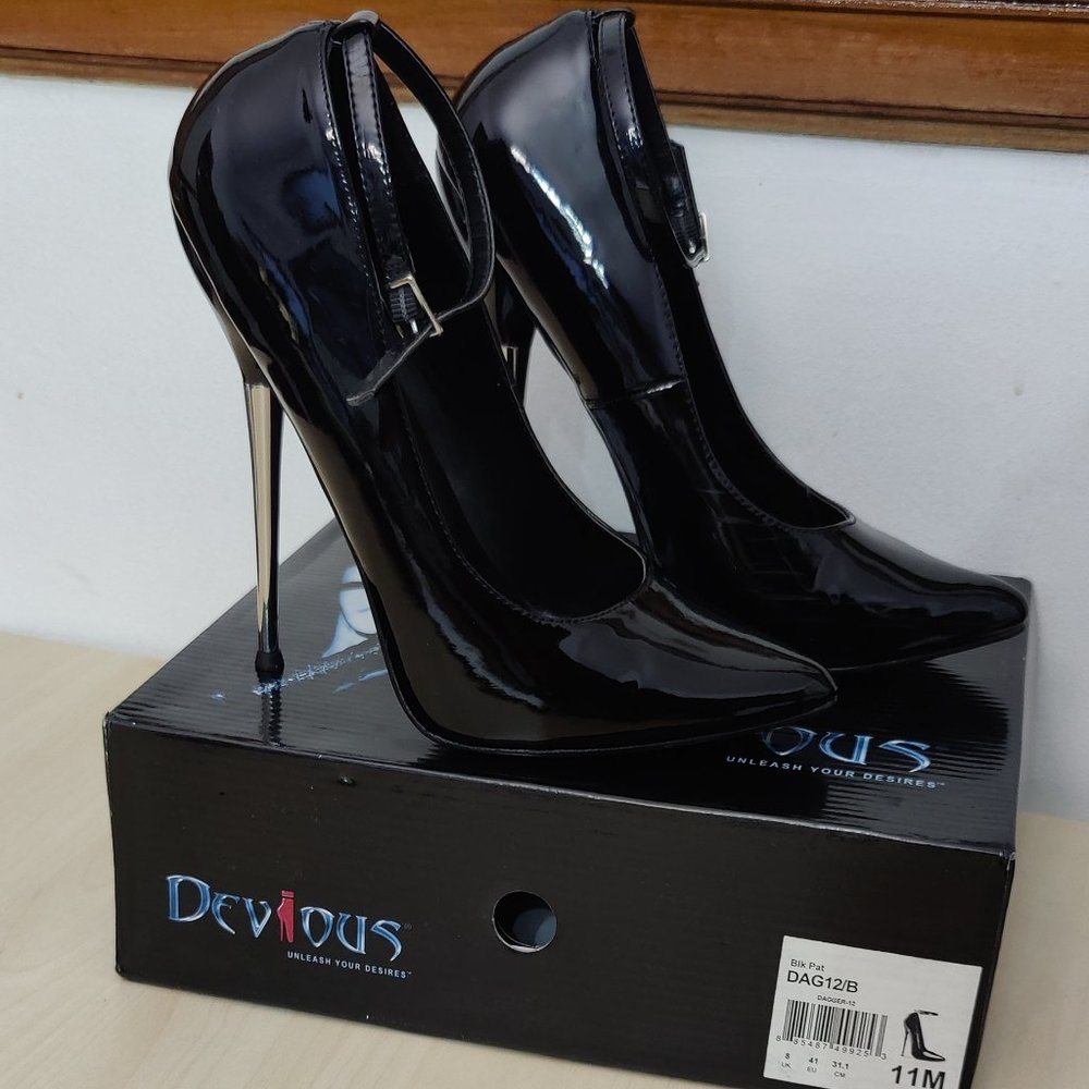 Pleaser Dagger-12 Black Patent Heels (11US)